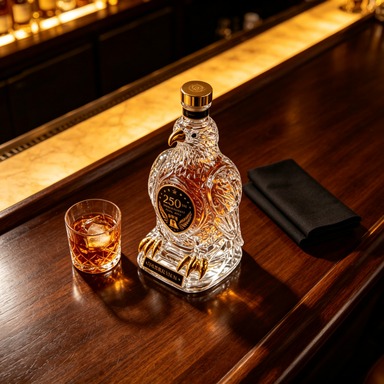 Vintage Collectible Bottles - Vintage Hatıra Kartalı Kristal Likör Şişesi