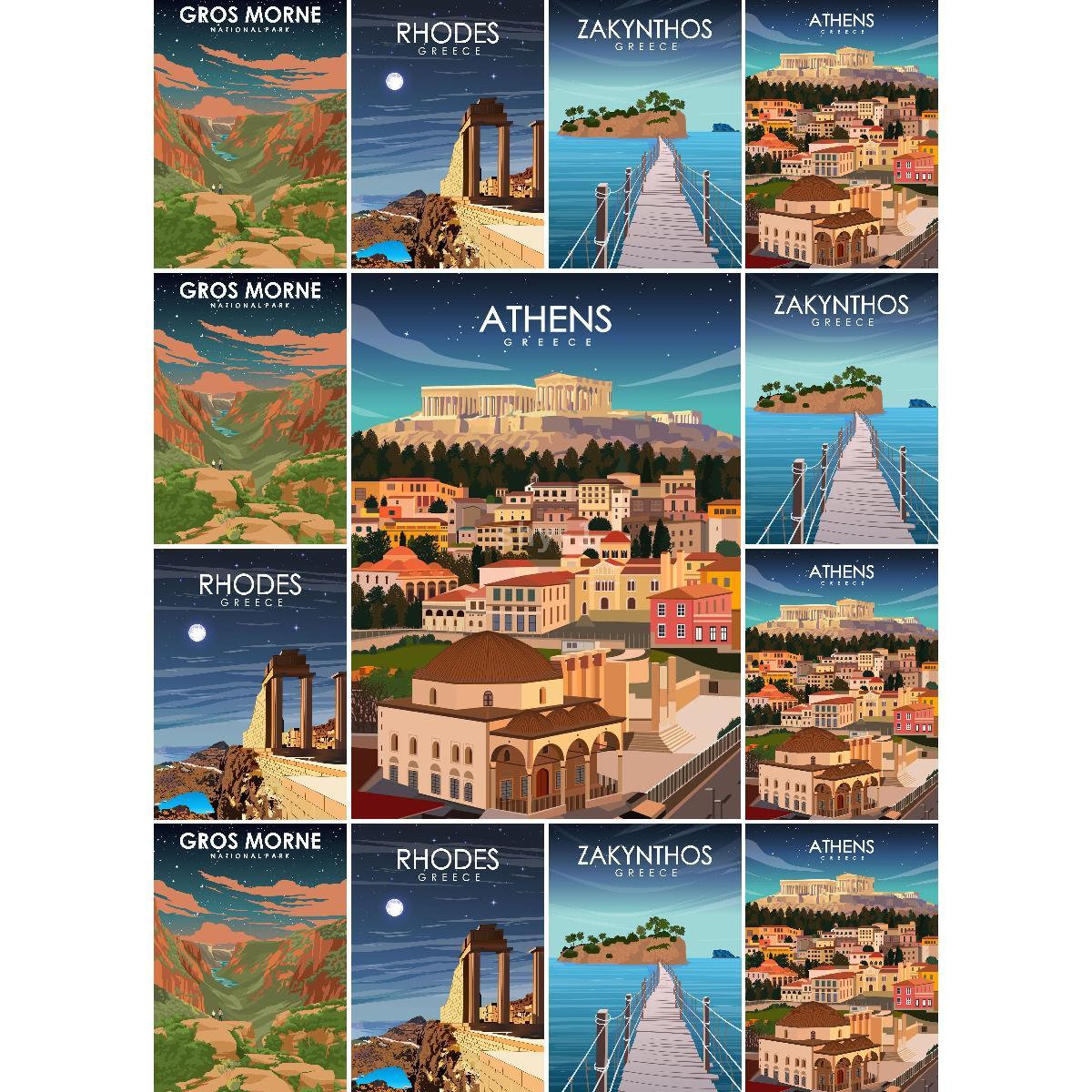 Vintage Collectible Posters - Vintage atina yunanistan seyahat posteri baskı
