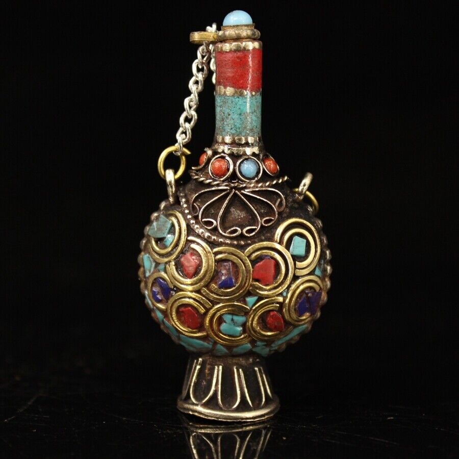 Vintage Collectible Bottles - Koleksiyon Çin pirinç işlemeli değerli taşlardan