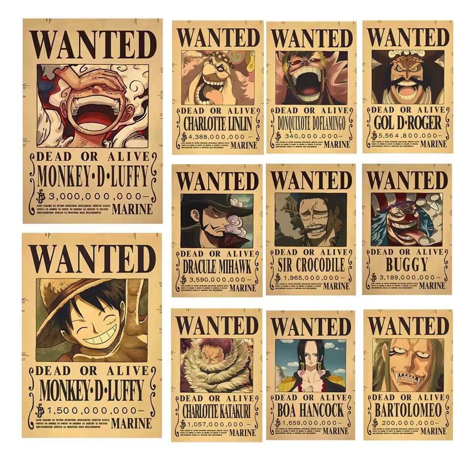 Vintage Game Collection - Anime One Piece Bounty Aranıyor Posterleri