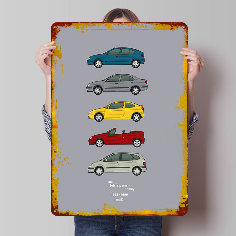 Vintage Collectible Posters - Spor Araba Megane Koleksiyonu 1995-1999 Baskılı