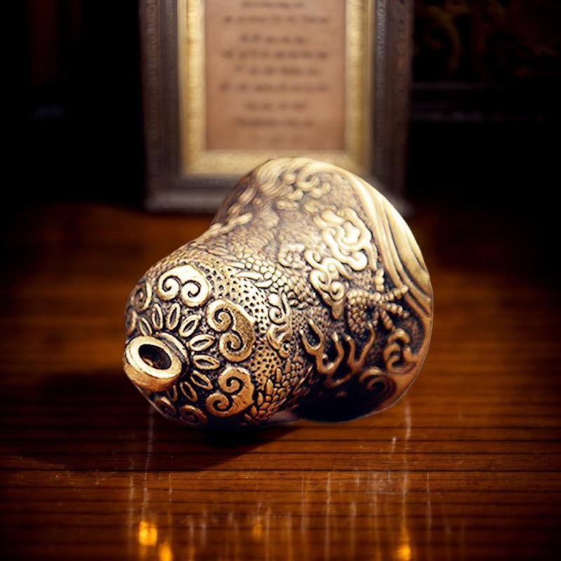 Vintage Collectible Bells - Vintage Pirinç Çan Oyma Ejderha Totem