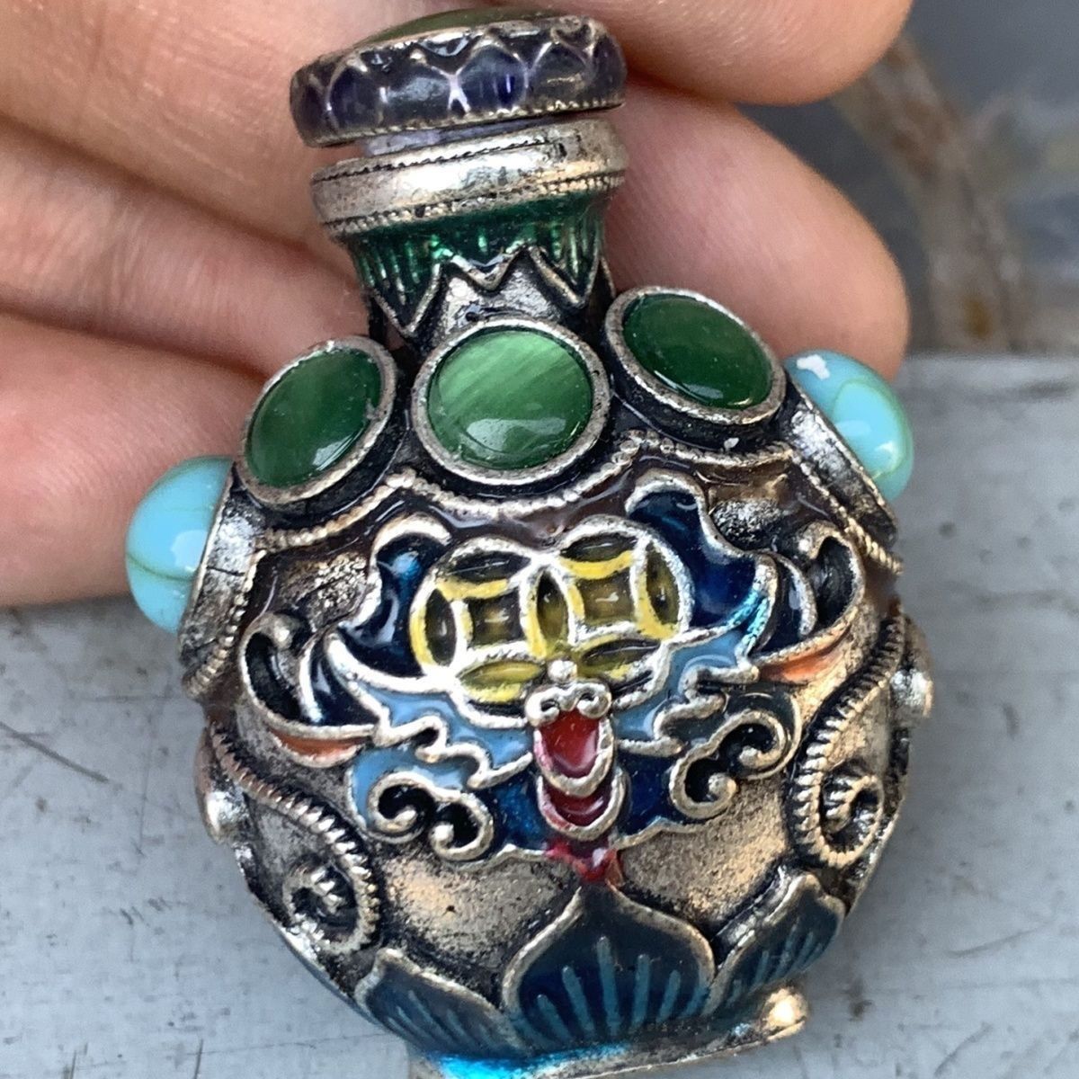 Vintage Emaye İşi Bronz Enfiye - Vintage Collectible Bottles incelemesi ve fiyatı